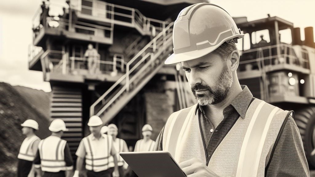 Mining professional using EDAP technology on tablet